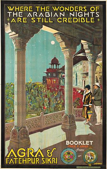 A.R. ACOTT (DATES UNKNOWN). AGRA & FATEHPUR SIKRI. Circa 1920s. 39½x25¼ inches, 100¼x64¼ cm. Ravi Udaya & Vijaya, Ghatkopar.                     